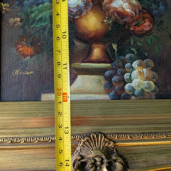 Signed StIll Life Oil Painting with Original Gold Frame and Backing - Picture 15 of 15